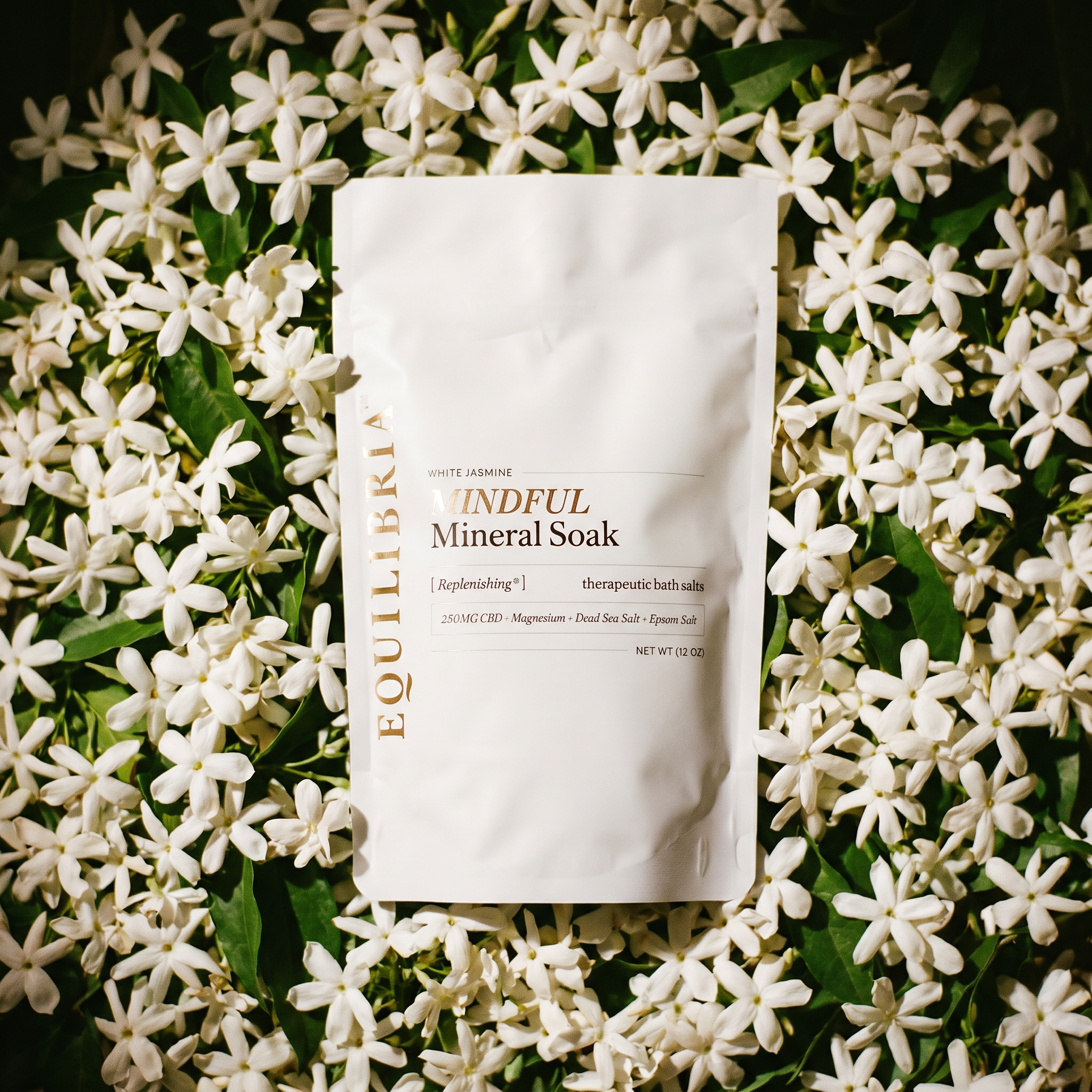 Mindful Mineral Soak Pouch on flowers